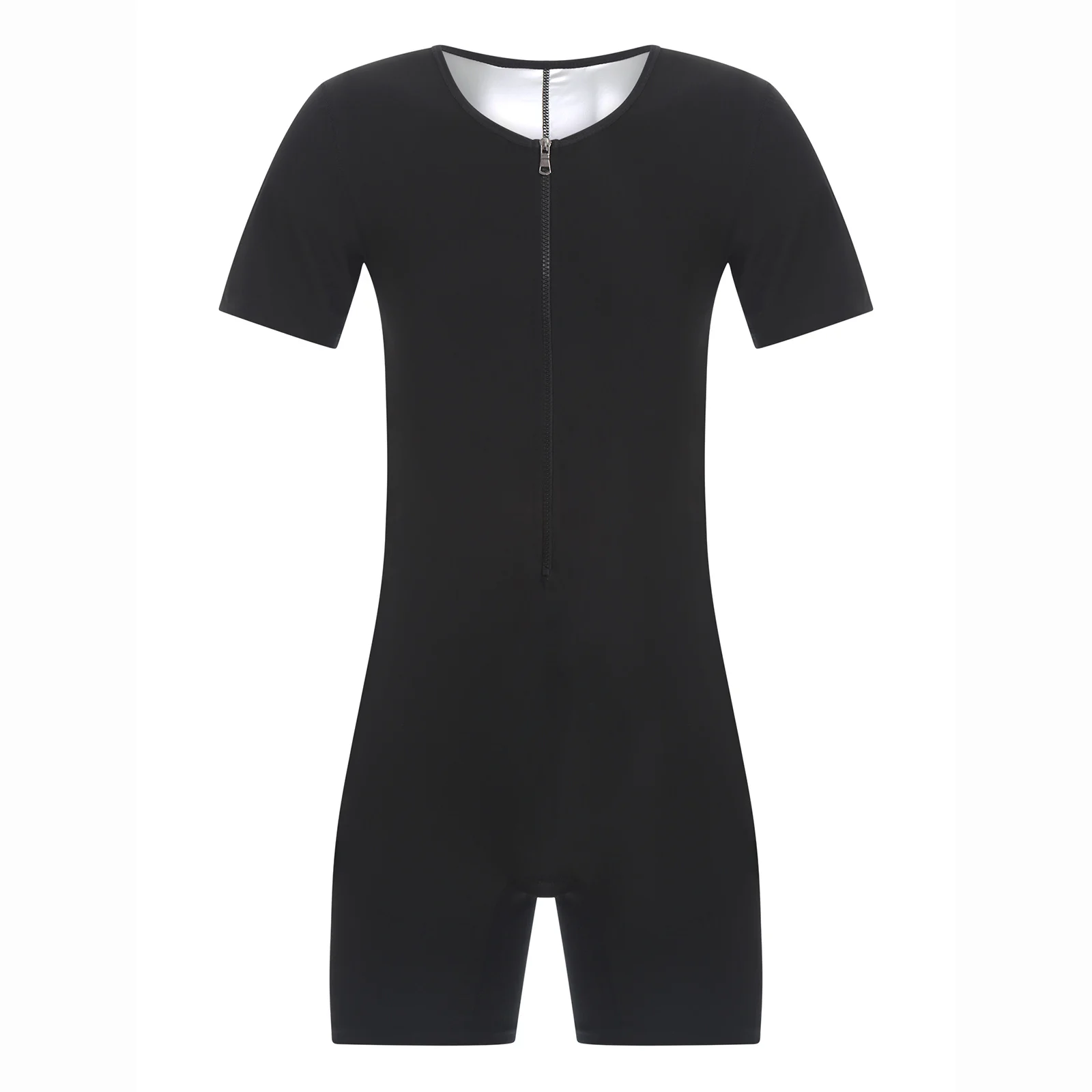 Men  Adults One Piece Short Jumpsuit Trainer Short Sleeves slim Body Shaper Weight Loss Sweatsuit for Fitness Training Workout