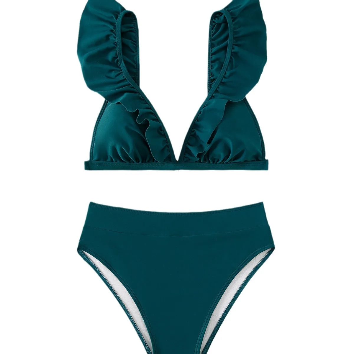 ชุดว่ายน้ําบิกินี่สีทึบแยกใหม่สําหรับชุดว่ายน้ําหลายสีของผู้หญิง