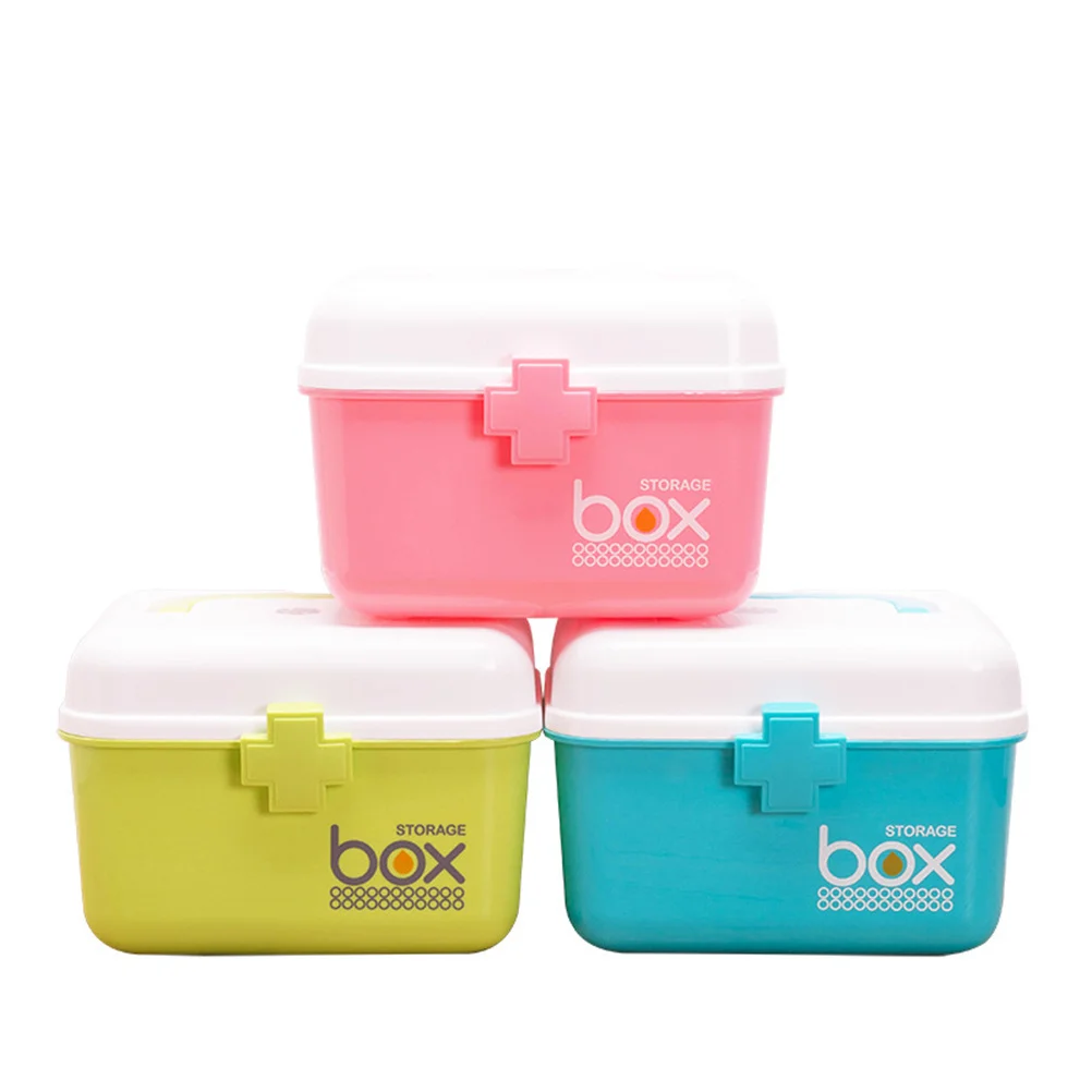 Kit Storage Organizer Size S Lake Blue Portable Medicine Storage Emergency Container Double Layer Family Outdoor