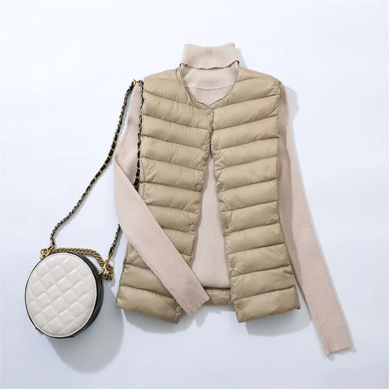 90% Ultra Light White Duck Down Women Vest Thin Coat Women Duck Down Sleeveless Jacket V Collar Or O Collar Coat Packable