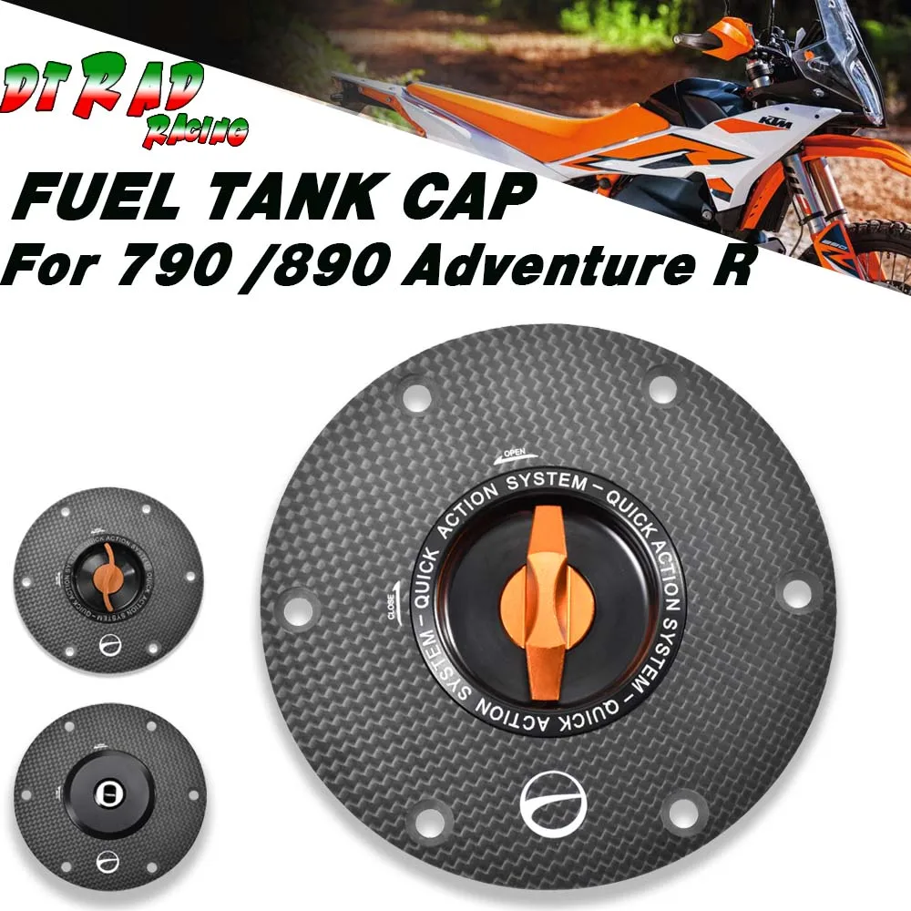 For 790 Adventure R 2019-2023  890 Adventure R 2021-2023 Carbon Fiber Flange Rapid Gas Fuel Tank Cap Key Locking Gasoline Plug