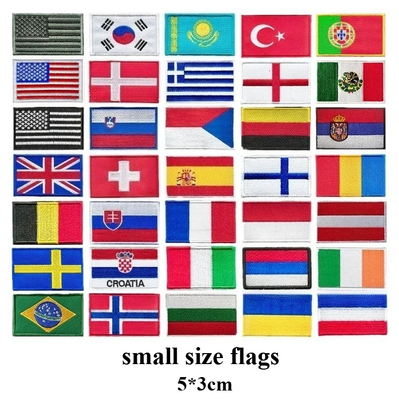 البلدان الأوروبية المطرزة العلم بقع هوك مرة أخرى مع حلقة قطعة صغيرة الحجم 5*3 سنتيمتر الصين الولايات المتحدة الأمريكية الوطنية راية التكتيكية شعار #1