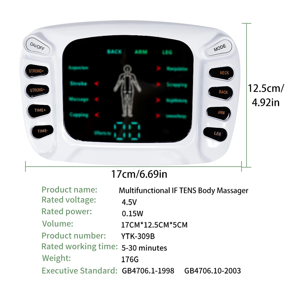 8-Mode 15 Levels Dual Channel TENS Pulse Muscle Stimulator Full Body Massager EMS Pulse Acupuncture Best Massager For Body Pad