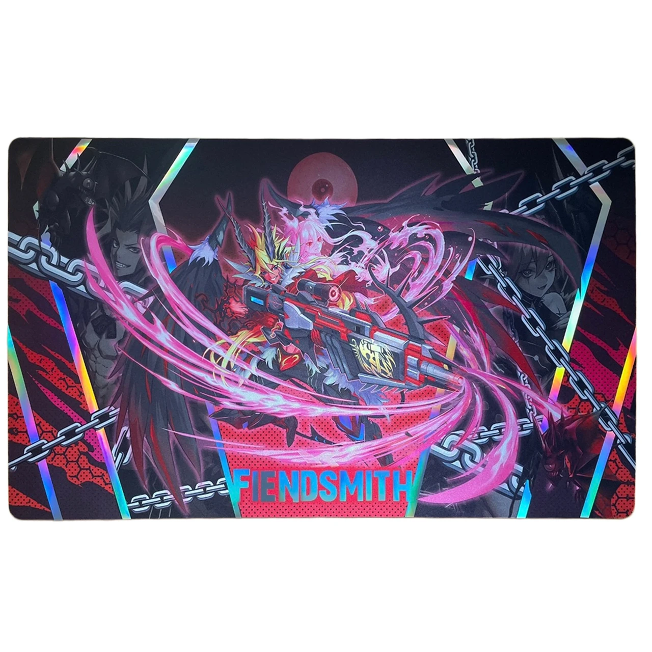 

600x350 мм Yu-Gi-Oh! Коврик для настольных игр Fiendsmith Engraver Diy Laser Flash Craft Playmat Fiendsmith's Lacrima 1.5mm без швов, резиновый, для настольных игр