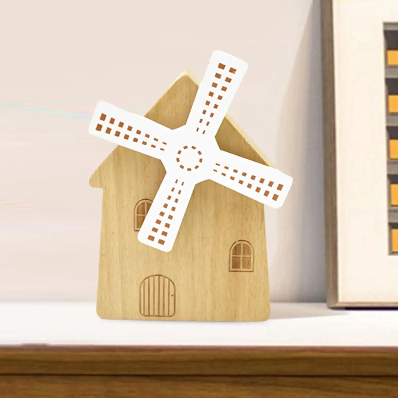 Wind up Music Box, Small for Kids Women Mechanical Ornament, Home Decoration, Wooden House Windmill for Wedding, Mother Day