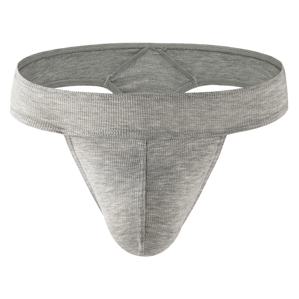 Men's Breathable Bulge Pouch Underwear Briefs with Ribbed Texture Solid Color G-String Thongs Designed for Everyday Comfort
