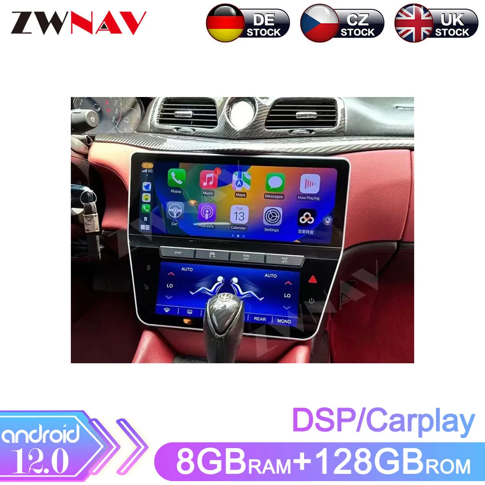 12.3 Inch For Maserati GT GC Grancabrio GranTurismo 2007- 2017 Qualcomm Android 12 Car Radio GPS Navigation Multimedia Player