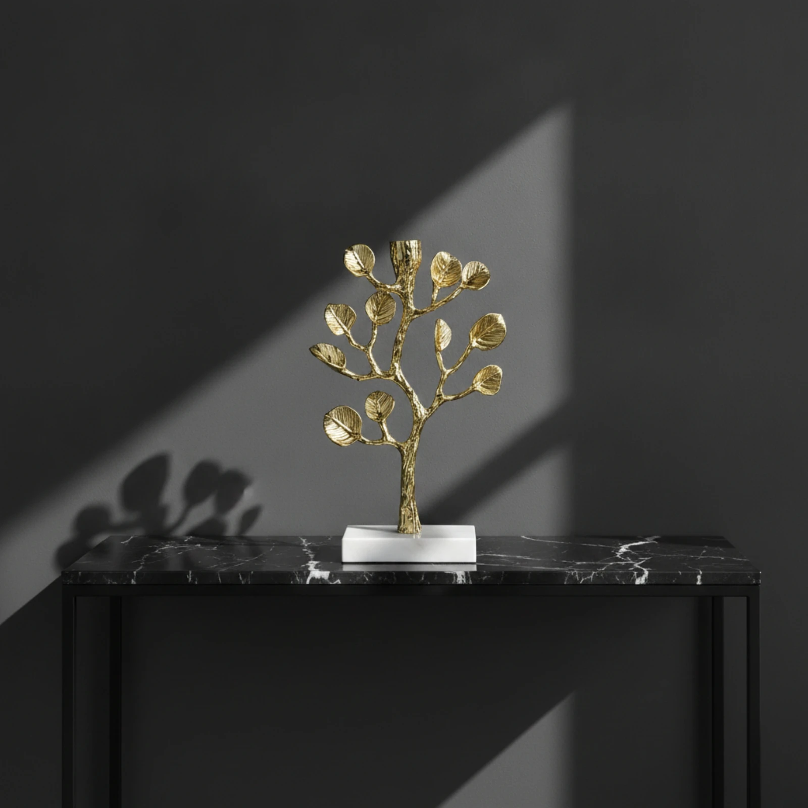 Tree Branch Candlestick Tabletop Candle Holder with Marble Base Decor Elegant Versatile for Living Room, Entryway