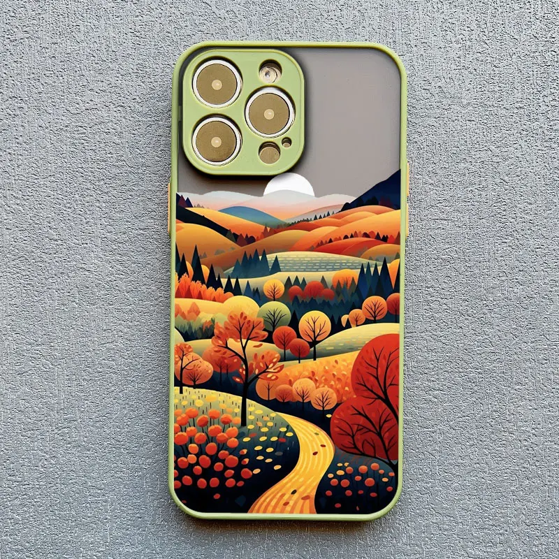 Blätter Herbst Waldhaus Handyhülle für iPhone 17 16 12 13 Mini 11 14 15 Plus Pro Max X XS XR 7 8 Schutzhülle – Detail 3