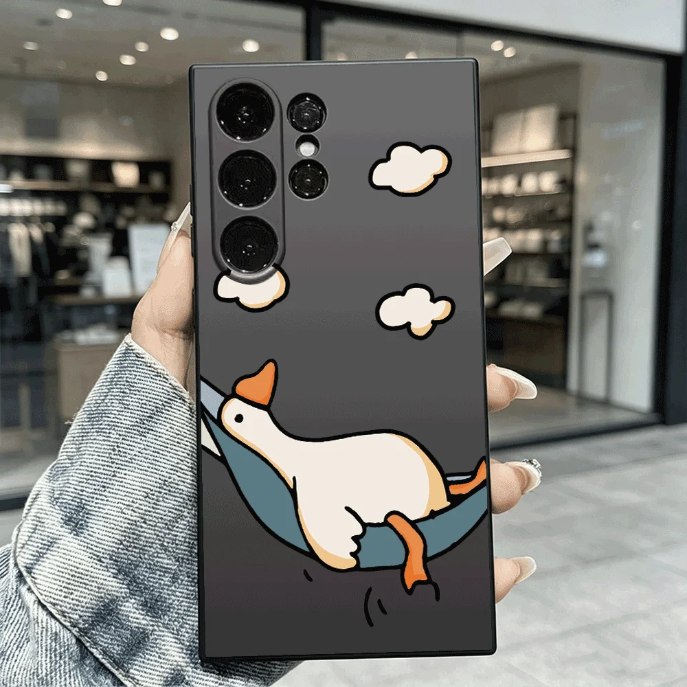 Cartoon Hammock Duck Soft TPU Phone Case Slim Fit Cover For Samsung Galaxy S26 S25 S24 Ultra S23 S22 S21 Plus All A Series