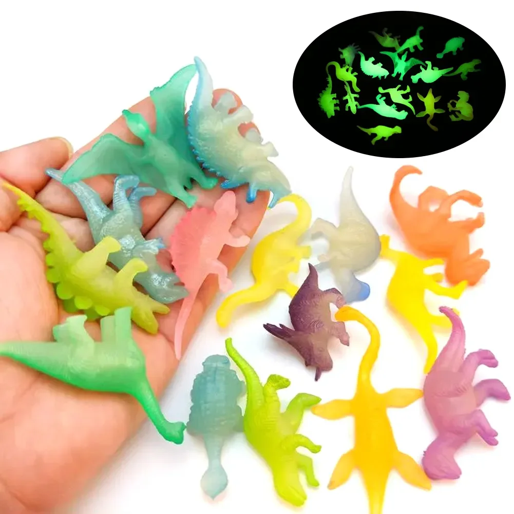 

28PCS Mini Luminous Dinosaurs Glow in the Dark Dino Toys Boys and girls Cake Decorations Birthday gift Collectible Model