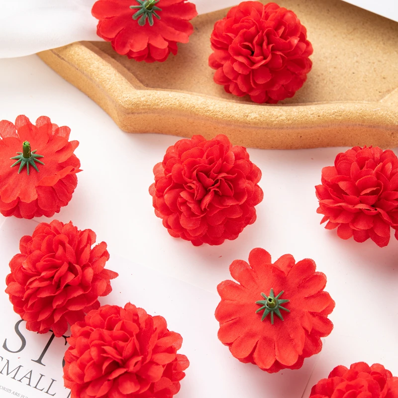50 Stück künstliche Hortensien für Hochzeit, Garten, Heimdekoration, Weihnachtsfeier, DIY-Süßigkeitsschachtel, Sammelalbum, rosa Kugel, Chrysantheme – Detail 21