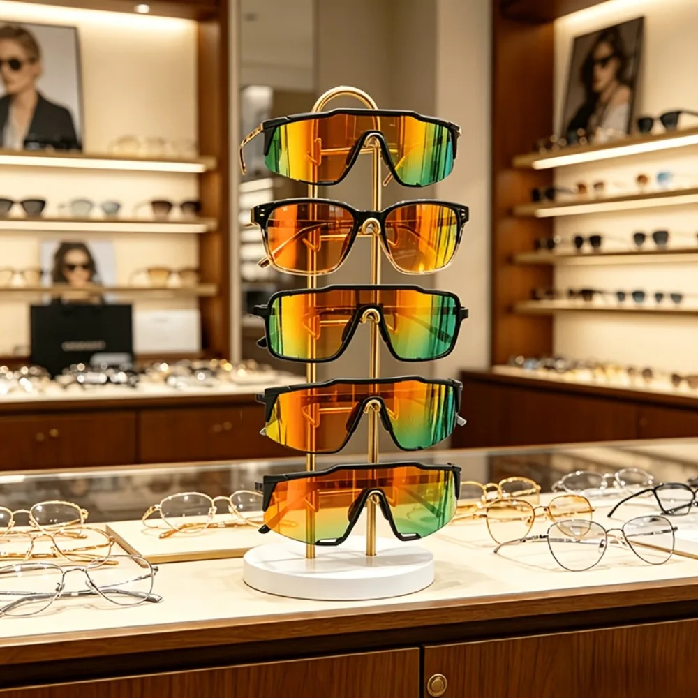 Five Tier Sunglasses Display Rack Iron Eyeglasses Organizer Glasses Holder Stand for Home or Store Counter