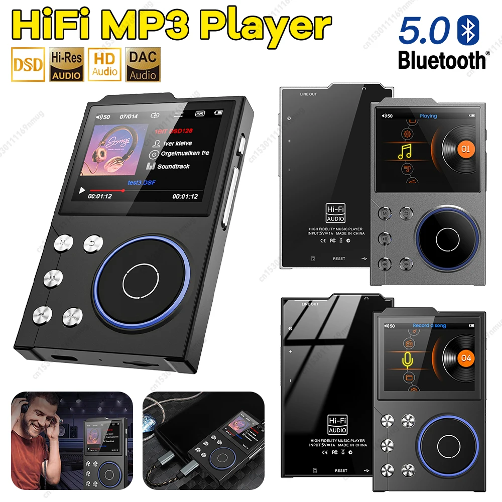 

Портативный Hi-Fi музыкальный плеер с декодированием DSD, Bluetooth 5.0, 24-часовой автономной работой, поддержкой карт TF до 256 ГБ для аудиофилов