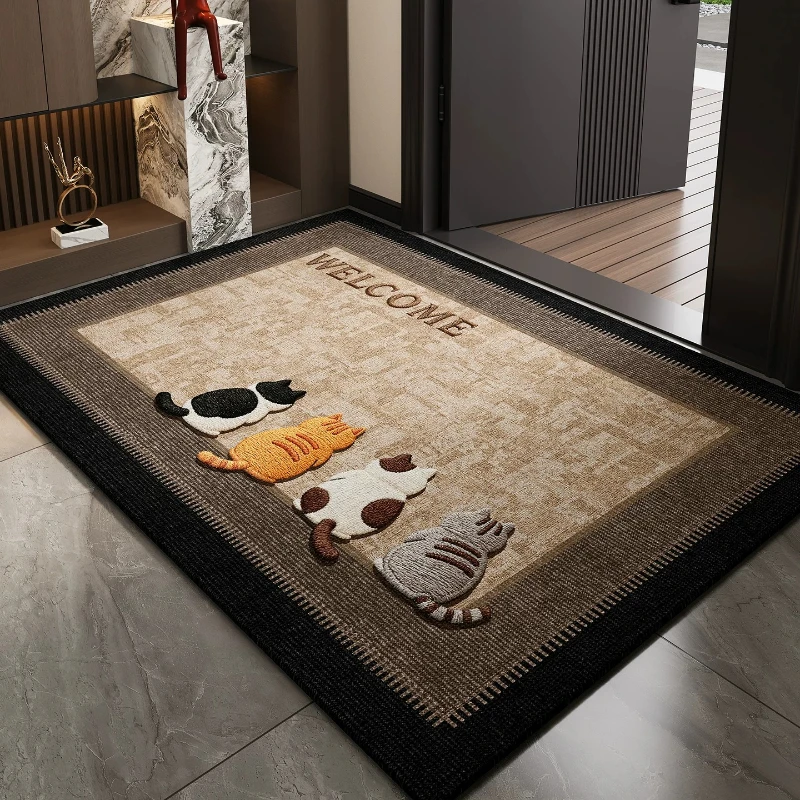 Cartoon Cat Pattern Entrance Doormat 2026 New Wash Free Household Front Door Outdoor Dustproof Anti Slip Durable Floor Foot Mat