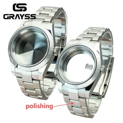 For DATEJUST 36MM/39MM Watch Case Fit NH34 NH35 NH36 Movement Sapphire Flat Edge 200m Waterproof Presidential Bracelet Strap