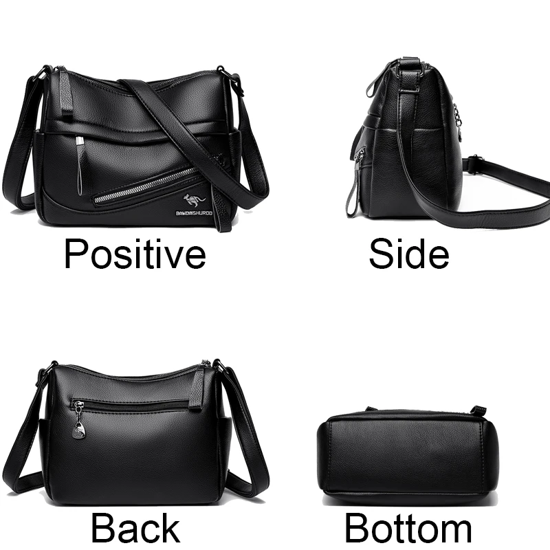 Many Pockets Shoulder Crossbody Bags for Women 2024 Brand Leather Ladies Designr Handbags Winter Style Messenger Bags Sac A Main