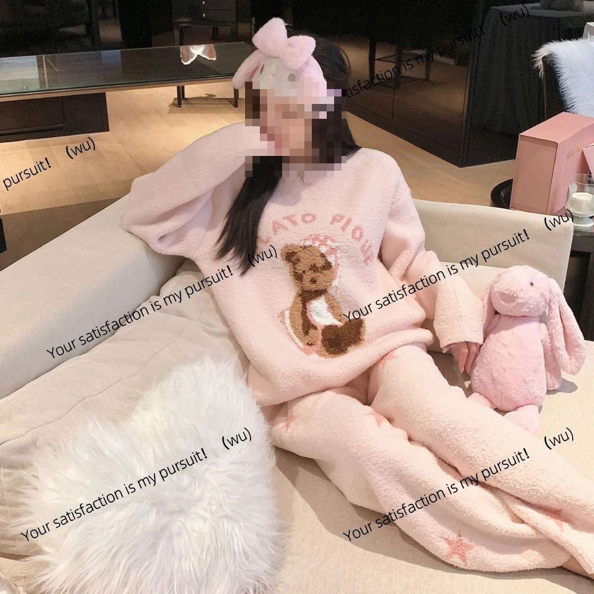 

Зимние пижамы, милые пижамы с ленивым ветром и рисунком медведя, женские новые утолщенные бархатные домашние полубархатные комплекты