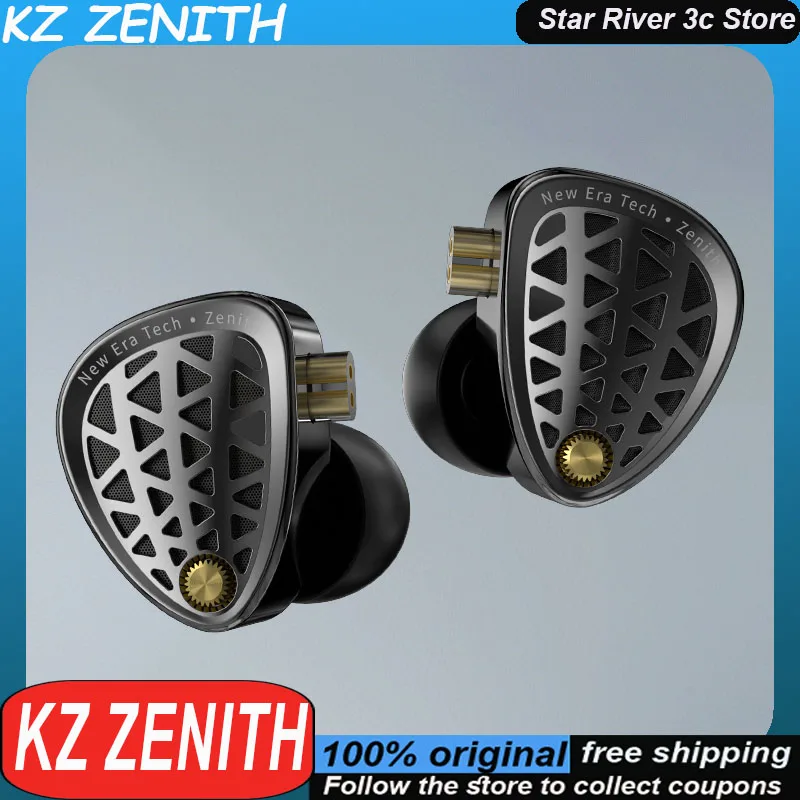 KZ Zenith Hifi Earphone Wired Single Action Ring In Ear Style All Metal Body Heavy Bass Ergonomics Custom Music Headset