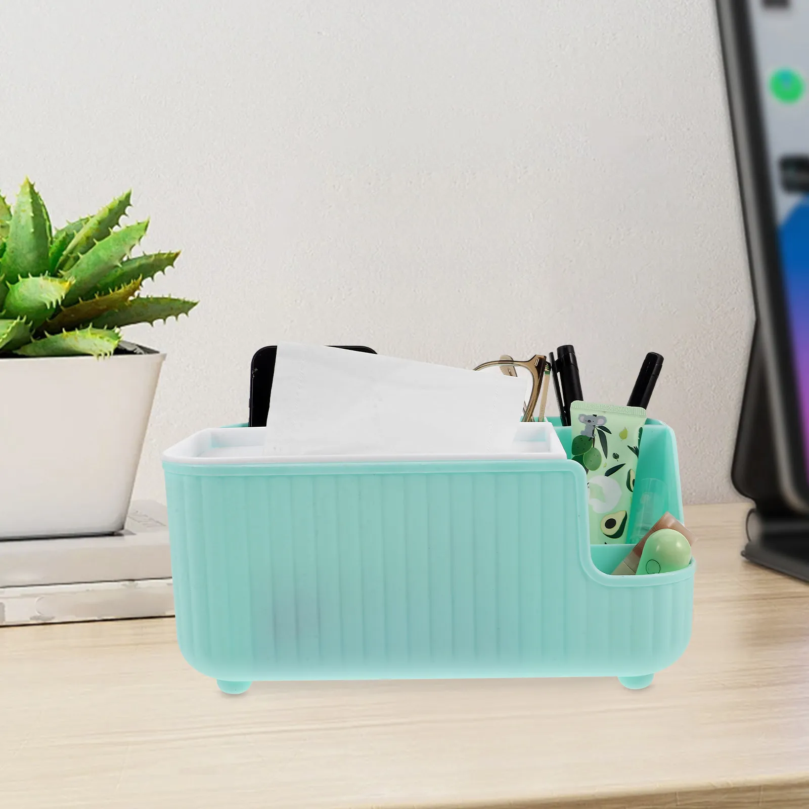 Luxury Plastic Tissue Box Cover Multifunctional Organizer for Facial Tissues Remote Controls Napkins Desk Living Room Decor