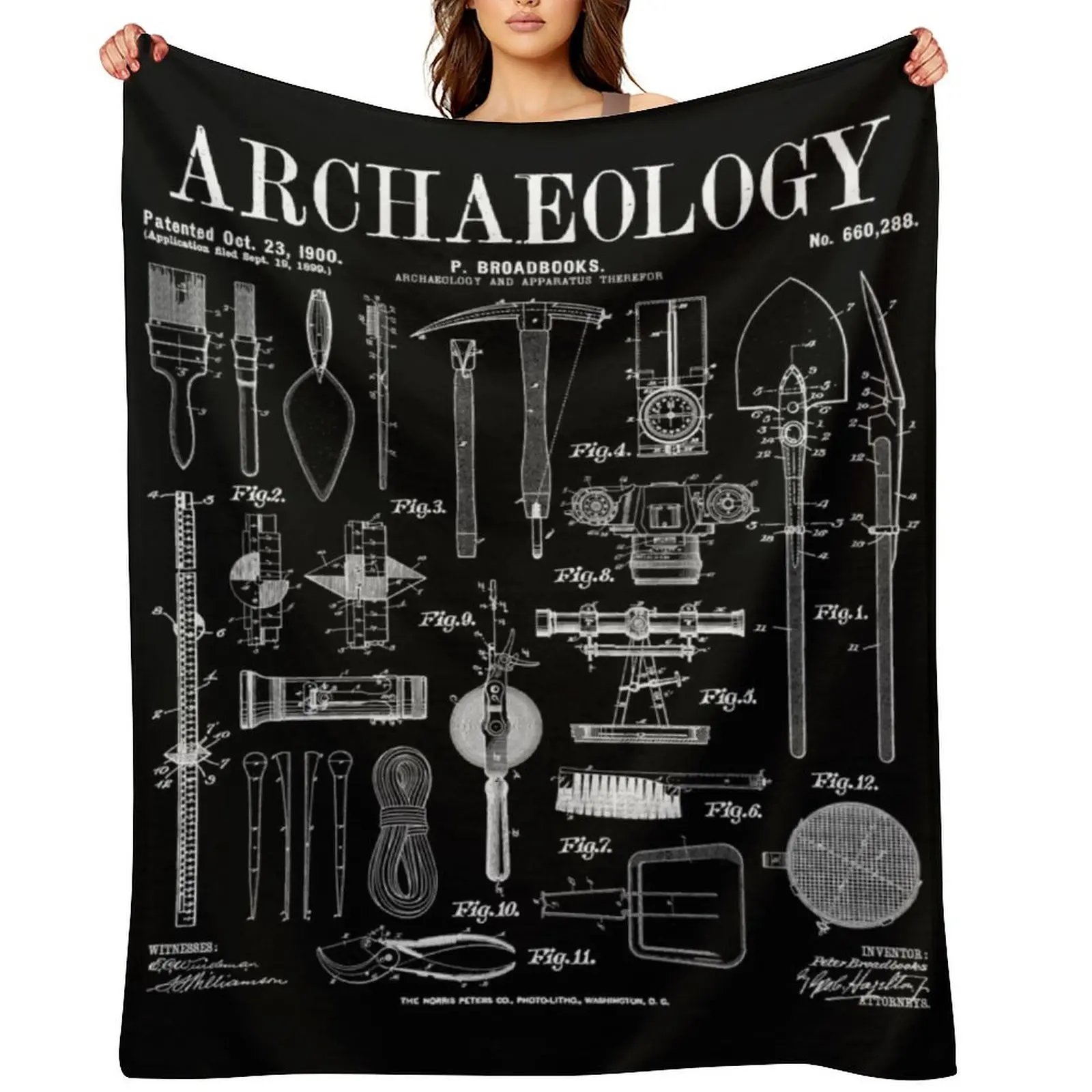 Archaeologist Archaeology Student Field Kit Vintage Patent Throw Blanket Comforter for sofa Thermals For Travel Large Blankets