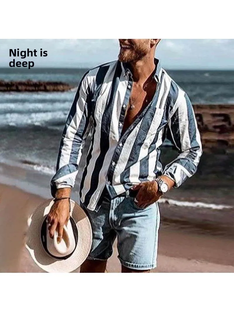 

Deep Night Men's Casual Striped Jaet New Sle Youthful ular oulder-Down Sves Long Zipper Ice Sensation Thi Winter