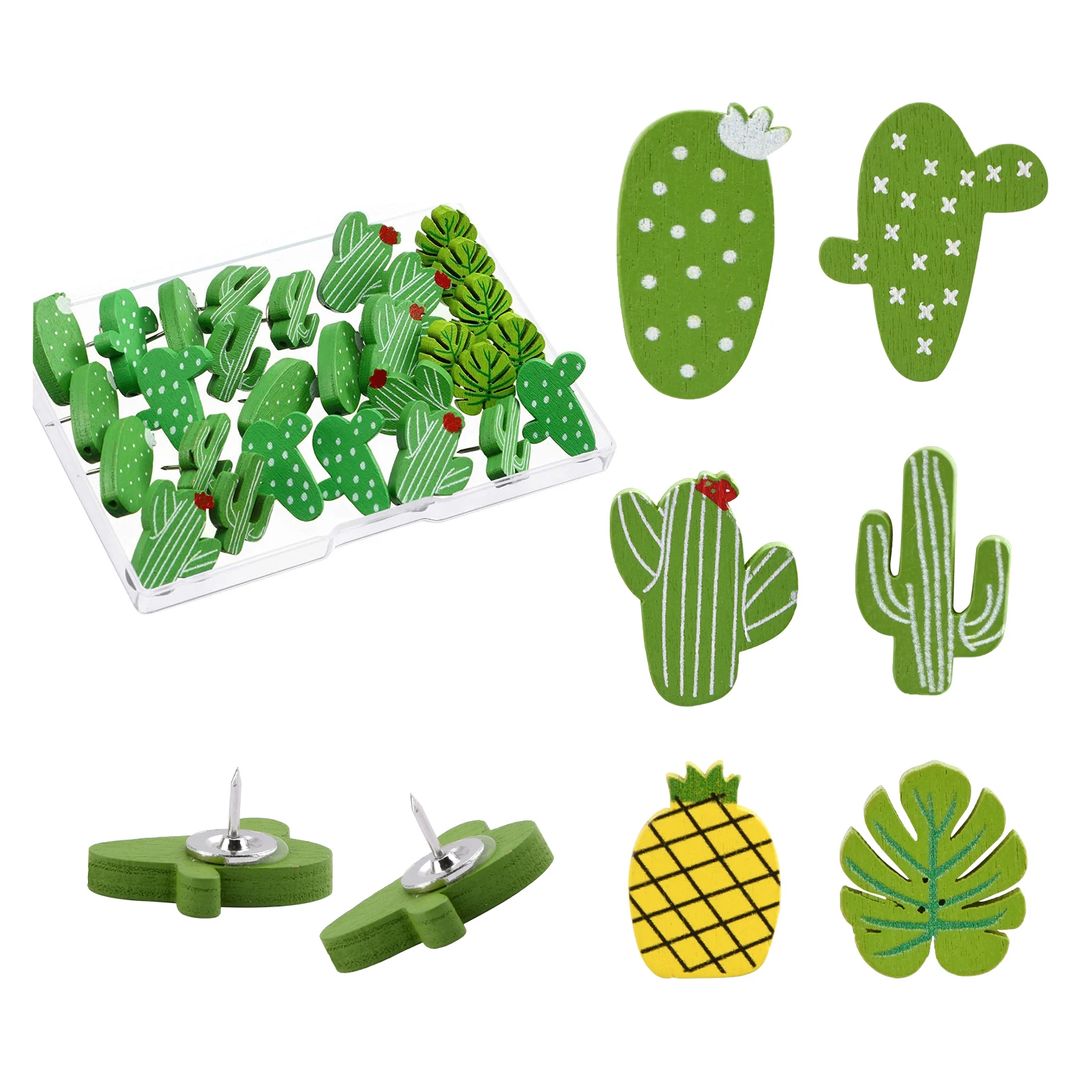 

60pcs School Small Maps Photos Cute Push Pin Decorative Cactus Stationery Cork Board Home Office Bulletin Wall Classroom DIY