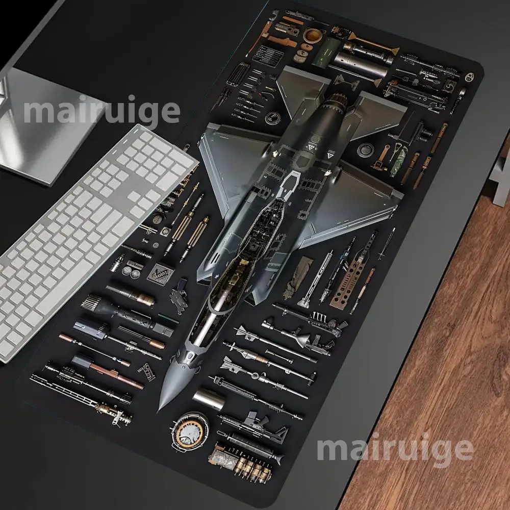 

XXL большой коврик для мыши Fighter Jet Parts, коврик для мыши, компьютерный офисный игровой стол, резиновый нескользящий коврик для клавиатуры и мыши, коврик для офисного стола