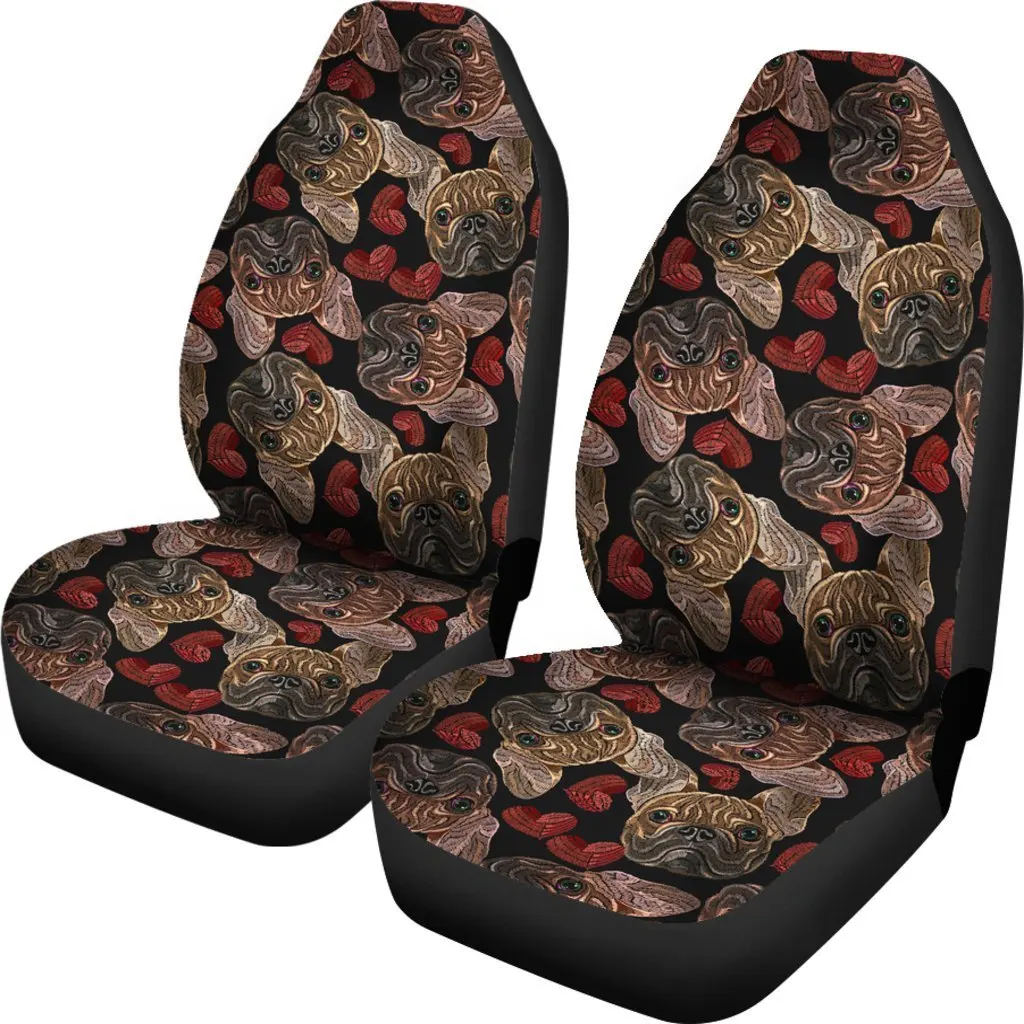 Bulldog Crochet Pattern Print Seat Cover Car Seat Covers Set 2 Pc, Car Accessories Car Mats