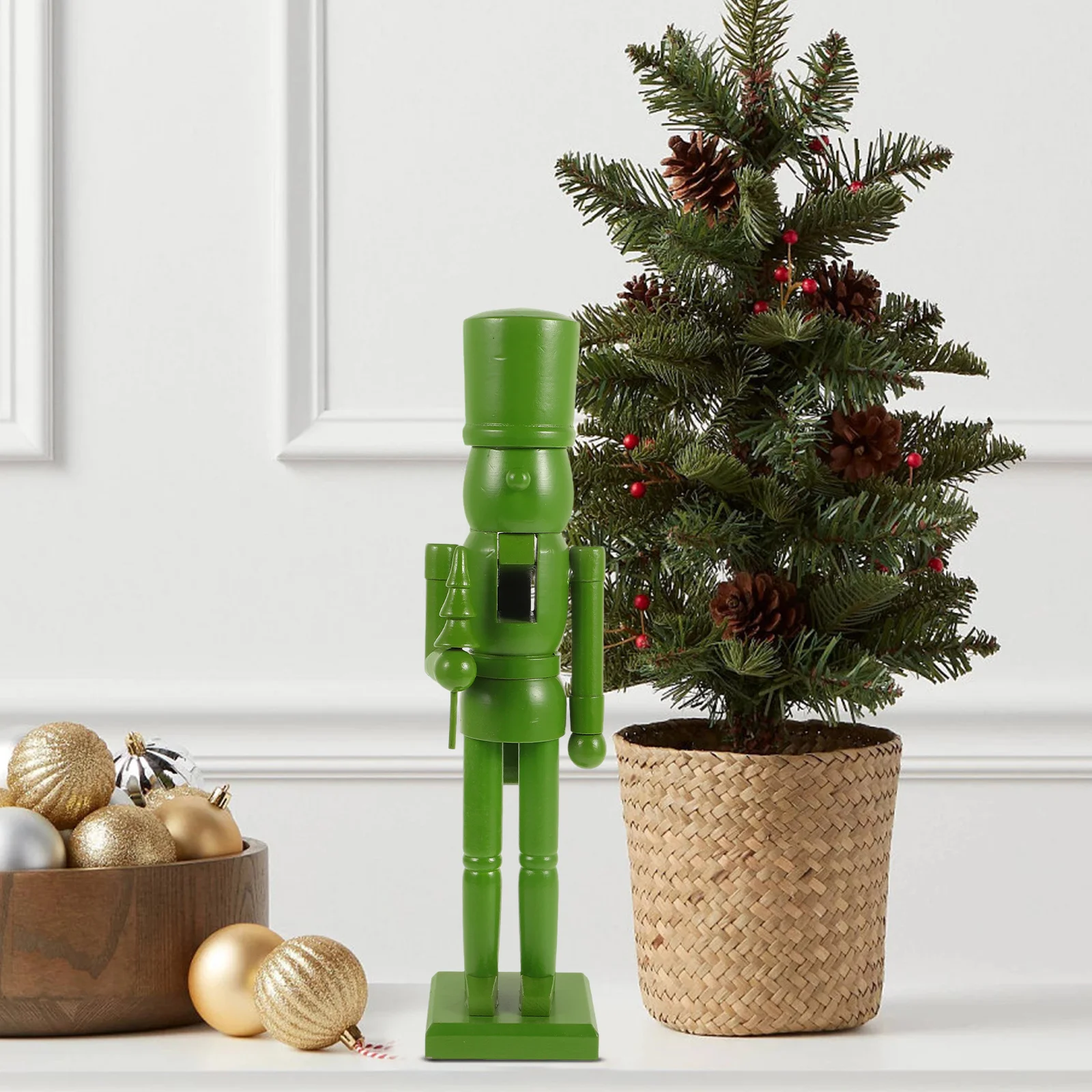 

Wooden Nutcracker Christmas Decor Xmas Solid Color Classic Holiday Tabletop Cabinet Display Reusable Multiuse Exquisite