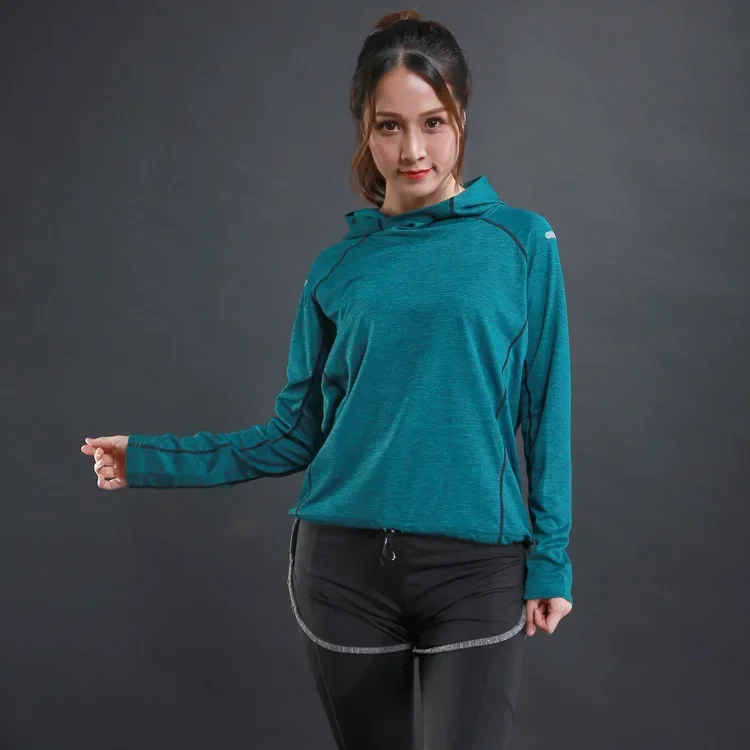 Camisetas finas de otoño para mujer, camisetas para correr, gimnasio, fitness, sudaderas de manga larga, entrenamiento de secado rápido, capucha