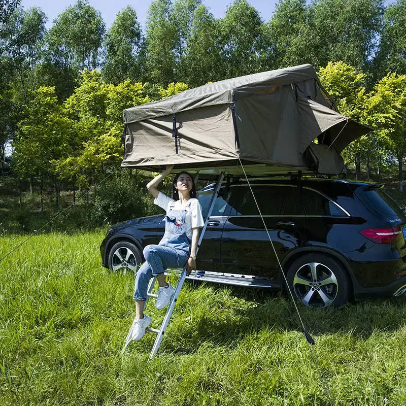 Factory 1-2 Person Folding Soft Shell Oxford Car Rooftop Tent For Camping Outdoor Travelling Lightweight Car Roof Tent