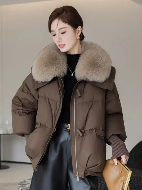 

Новое зимнее модное хлопковое пальто свободного покроя с меховым воротником в Корейском стиле, повседневное хлопковое пальто для женщин