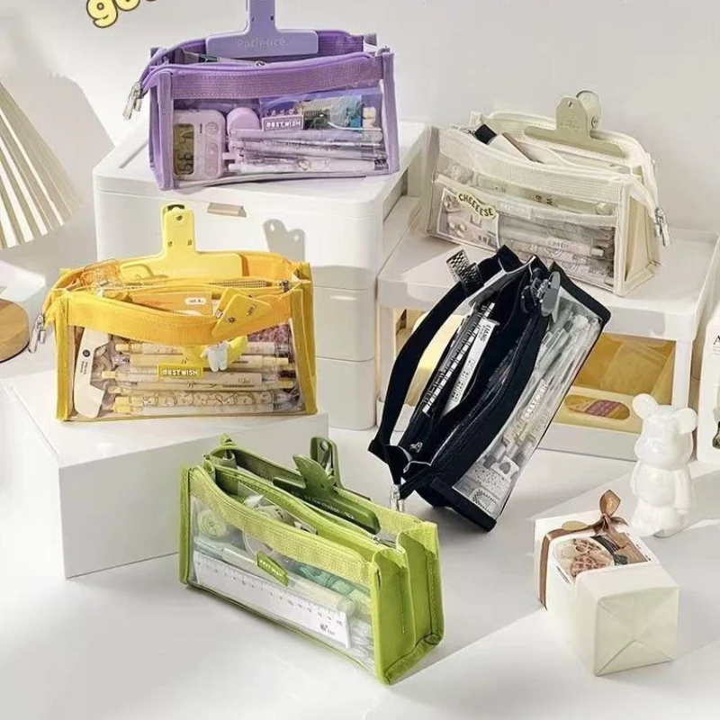 Geschenk Große Kapazität Transparent Bleistift Fall Einfache Version Mädchen Kawai Schreibwaren Jungen Box Grundschüler Büro Schöne