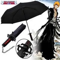 Bleach Katana Sword Umbrella UV Blocking Black Parasol Kurosaki Ichigo Real Size Japanese Katana Sabre Umbrella Anime Parasol