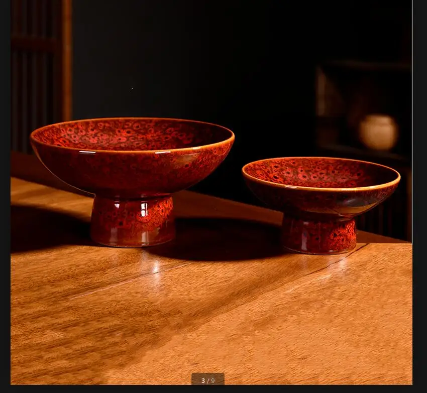 High Feet Ceramic Plate Fruit Refreshment Tray Snack Cake Pan Dessert Bowl Dim Sum Dish Candy Plates