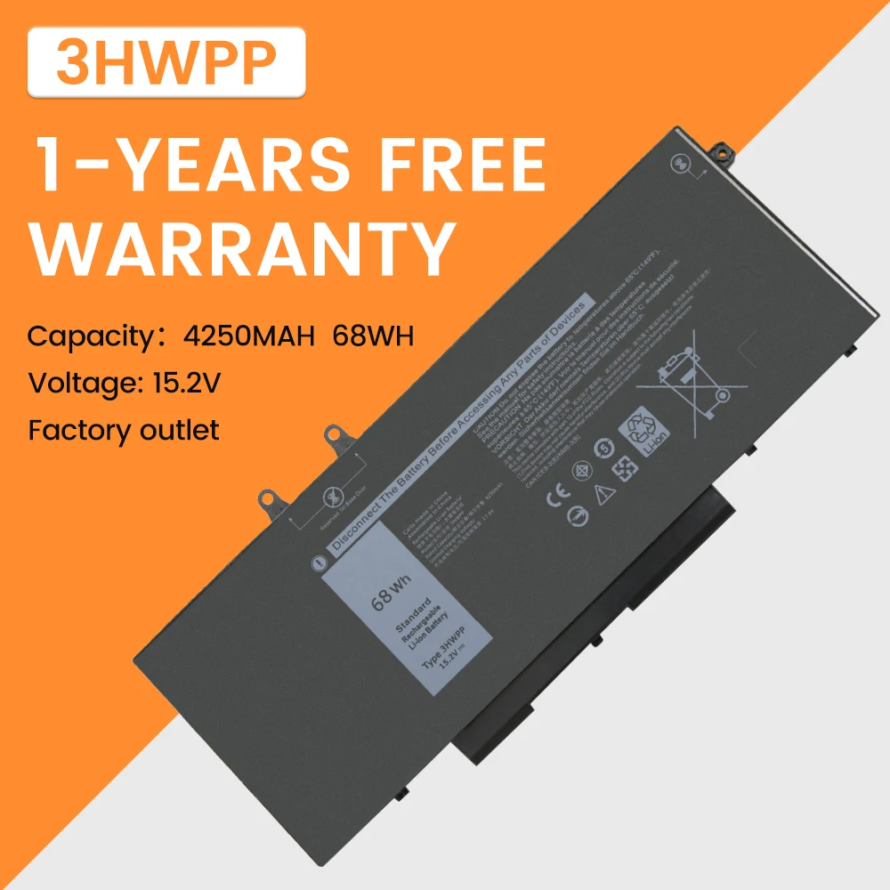 

New 3HWPP Laptop Battery For Dell Latitude 5401 5501 5410 5411 5510 5511,For Dell Precision 3541 3550 3551 1VY7F N2NLL P80F003