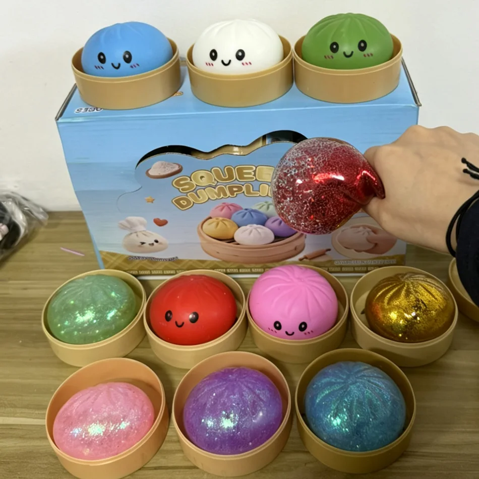 Pelota de presión de simulación con forma de dumpling, de rebote lento, suave al apretar, para descompresión, modelo Baozi, juguete antiestrés, regalos de cumpleaños