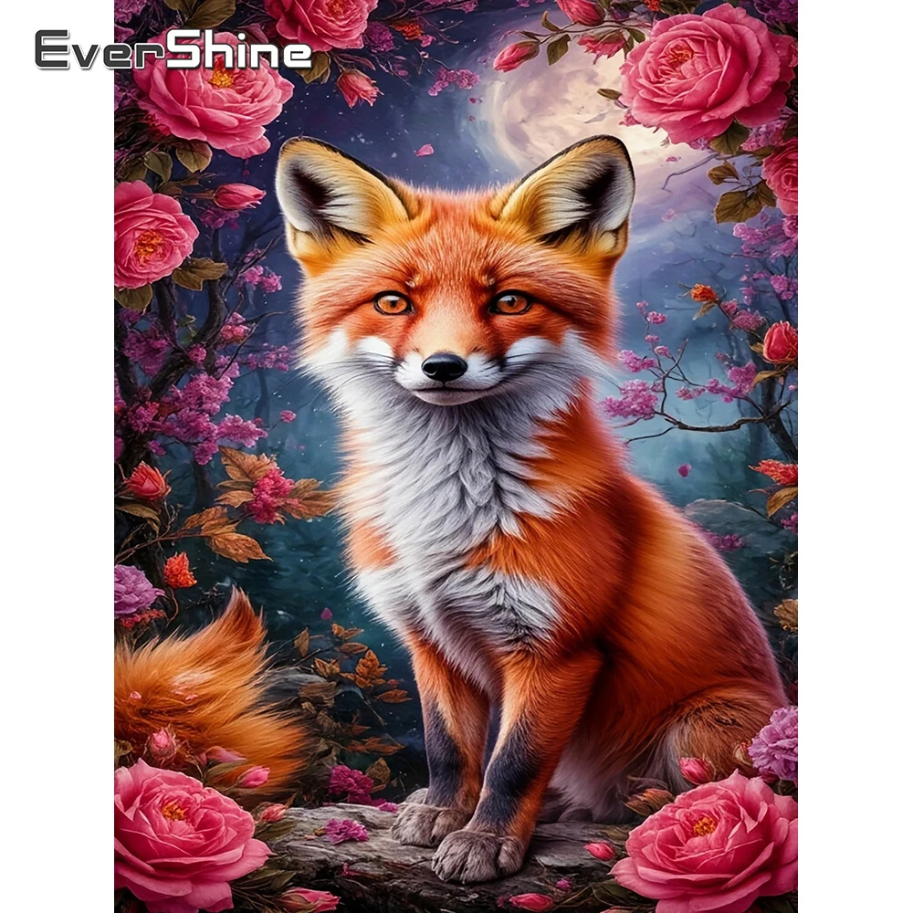 Evershine Diamant-Stickerei, Fuchs, voller quadratischer Bohrer, Bild, Mosaik, Tier, DIY, Strass-Gemälde, Blumendekoration für Zuhause