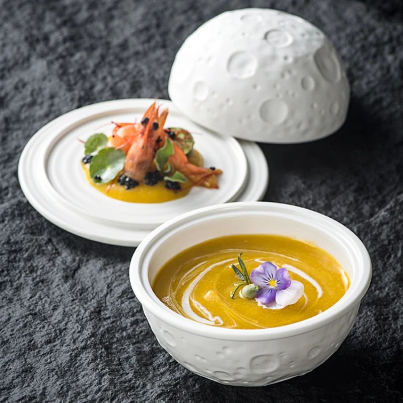 Ceramic Planet Bowl Breakfast Bowl Dessert Bowl is served with soup cup, bird's nest stew cup, sea cucumber abalone cup.