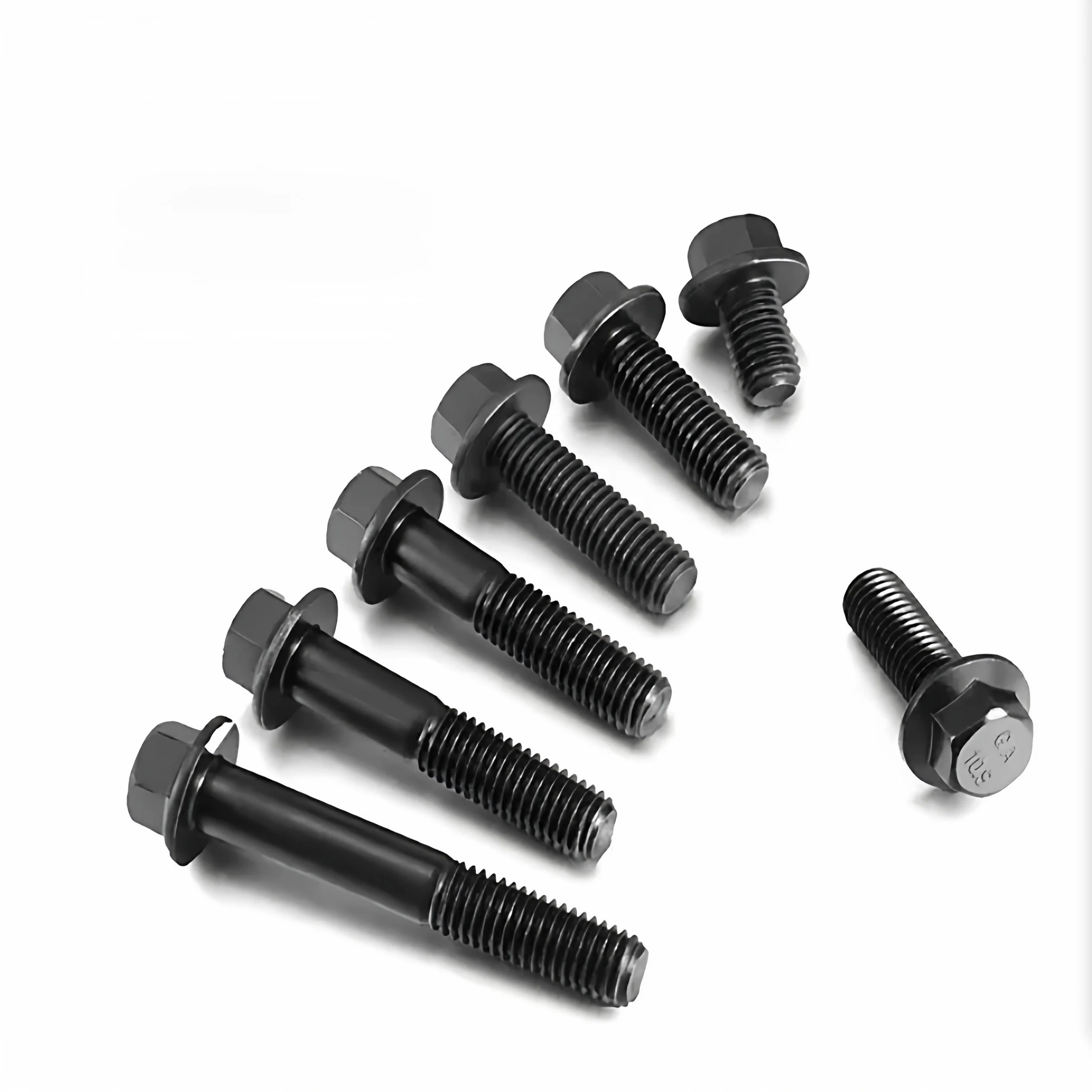 1Pcs Grade 10.9 Black Carbon Steel Fine Thread Hexagon Head Flange Cap Screw M10~M16 Hex Washer Head Bolts Black Zinc Finish
