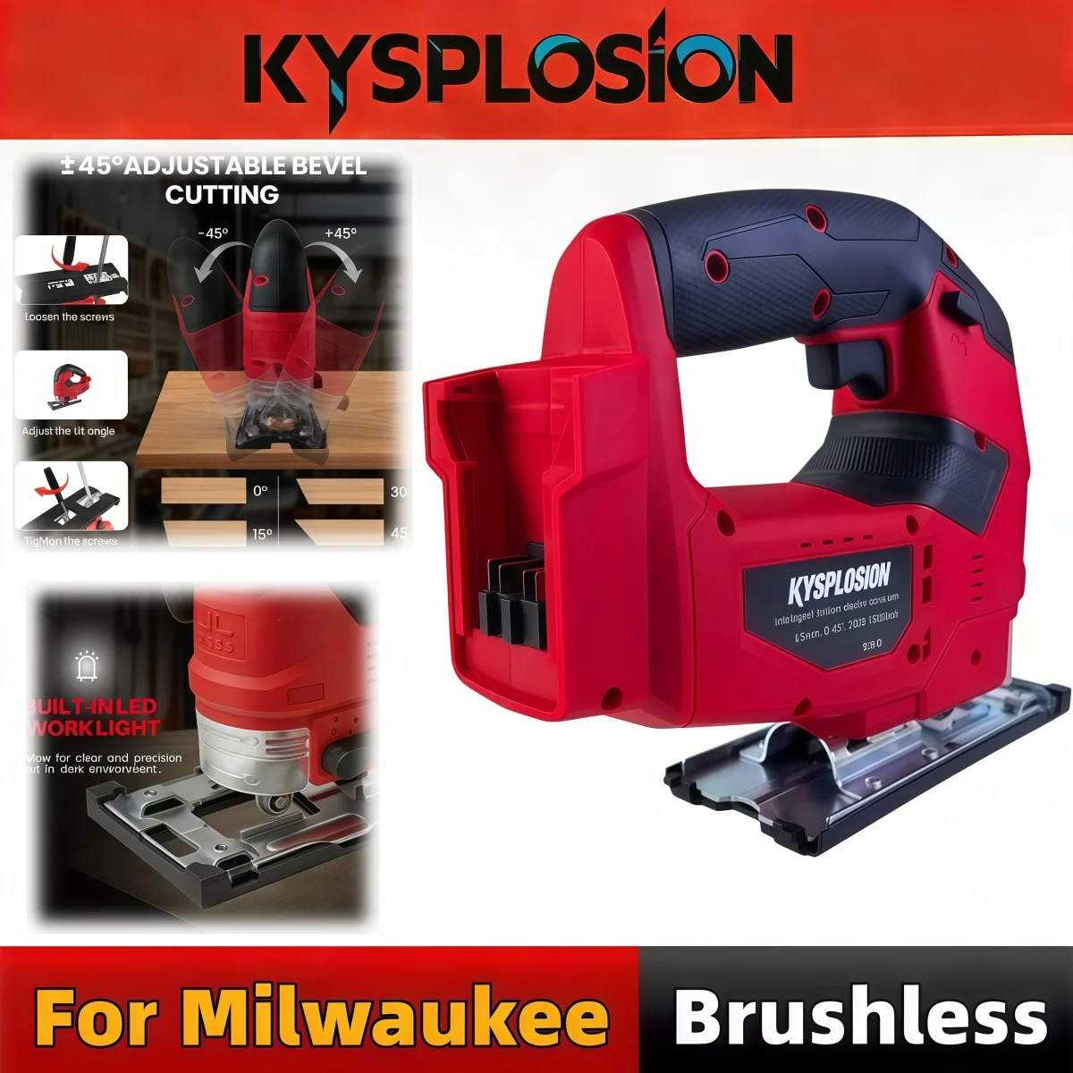 2700RPM Variable Speed Cordless Jig Saw 3 Position Orbital Setting Cutting Tool Compatible with Milwaukee 18V Battery