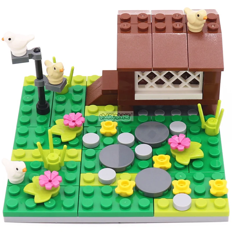 Marumine 75PCS MOC Farm Animals Blocks Set 41835pb01 Bird House City Building Bricks Parts DIY Construction Model Kit for Kids