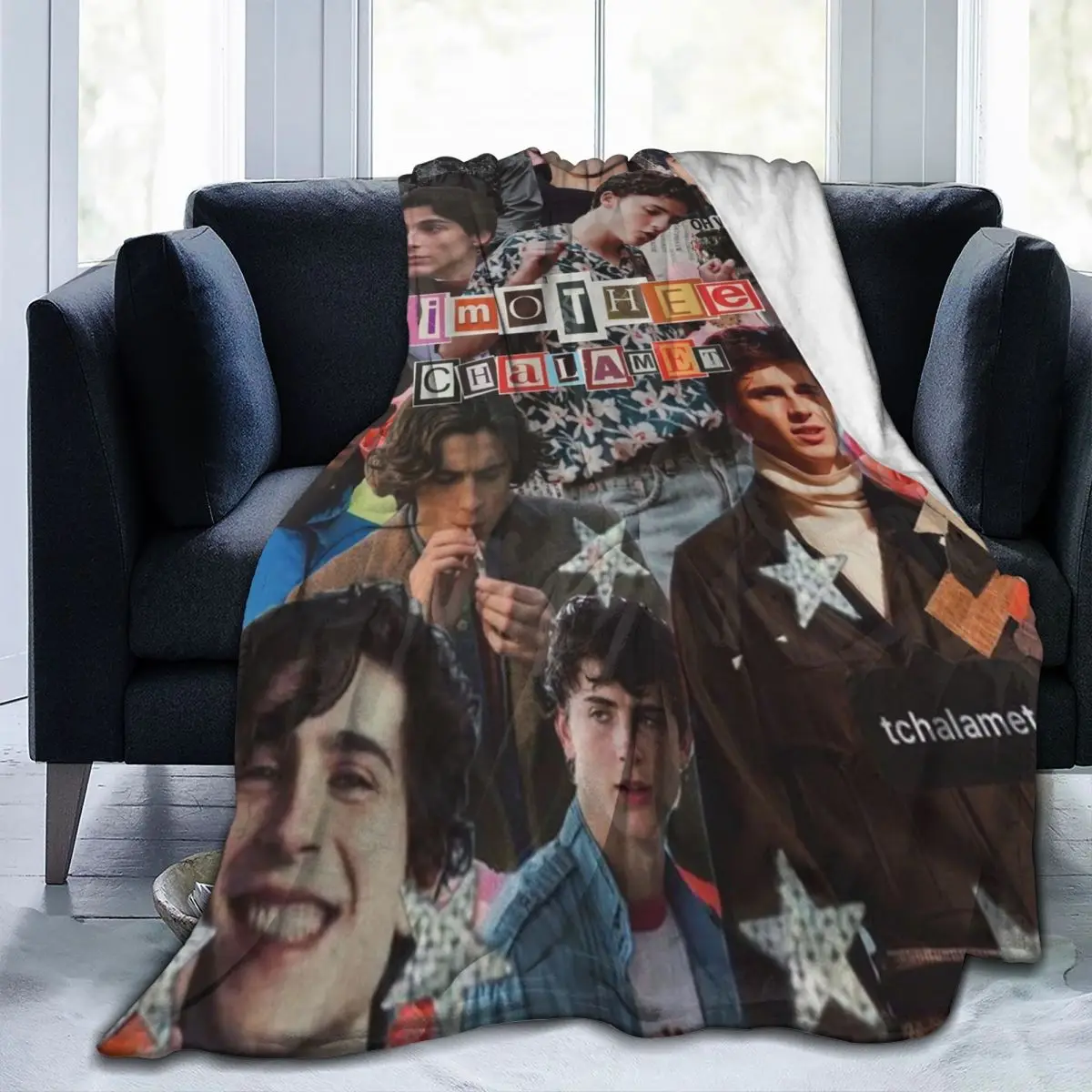 T-Timothee Chalamets Flannel Blankets Quality Soft Warm American and French Actor Throw Blanket Spring Bed Printed Bedspread