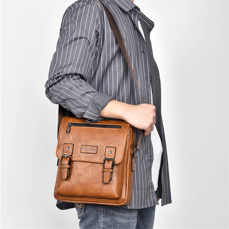 Męska torba na ramię ze skóry PU męskie torby kurierskie torba Crossbody rekreacyjna duża pojemność torebki robocze torba typu Crossbody Sling Bag biznesu