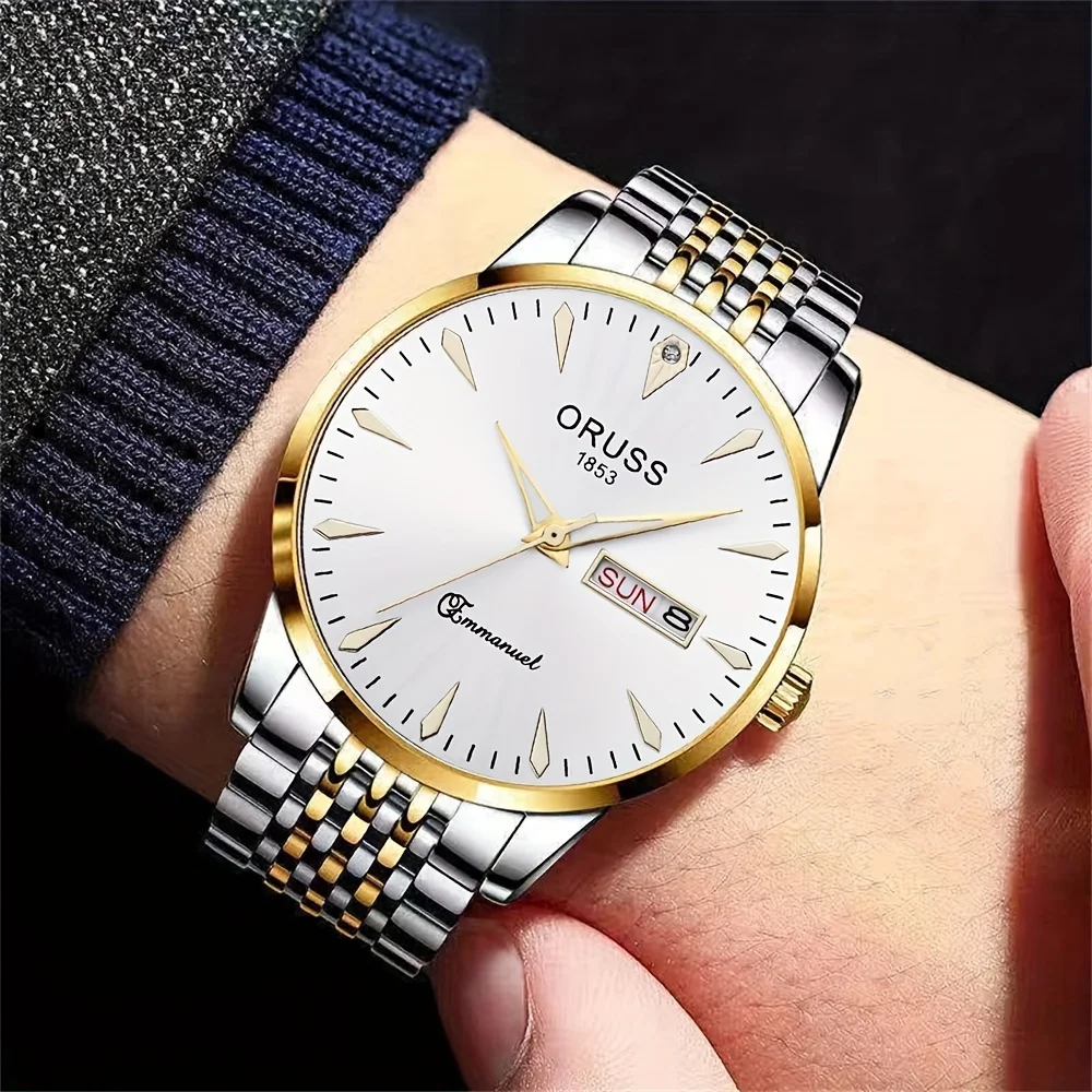 2024 new fashion men\'s watch everything match personality gentleman leisure business students commute handsome simple double cal