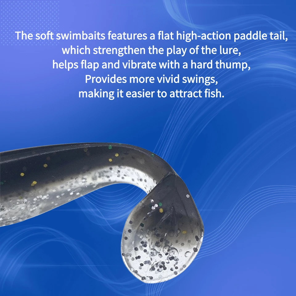 MUKUN 10 teile/los Shad Wurm Weichen Köder T Schwanz Jigging Wobbler Angeln Köder Tackle Bass Pike Aritificial Silikon Swimbait – Detail 6