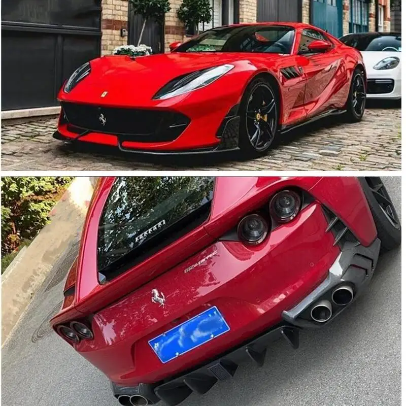 High Quality REAL Dry Carbon Fiber For Ferrari 812 Front Lip Splitters Rear Diffuser Bumper Body kit Side Skirt Kit Spoiler