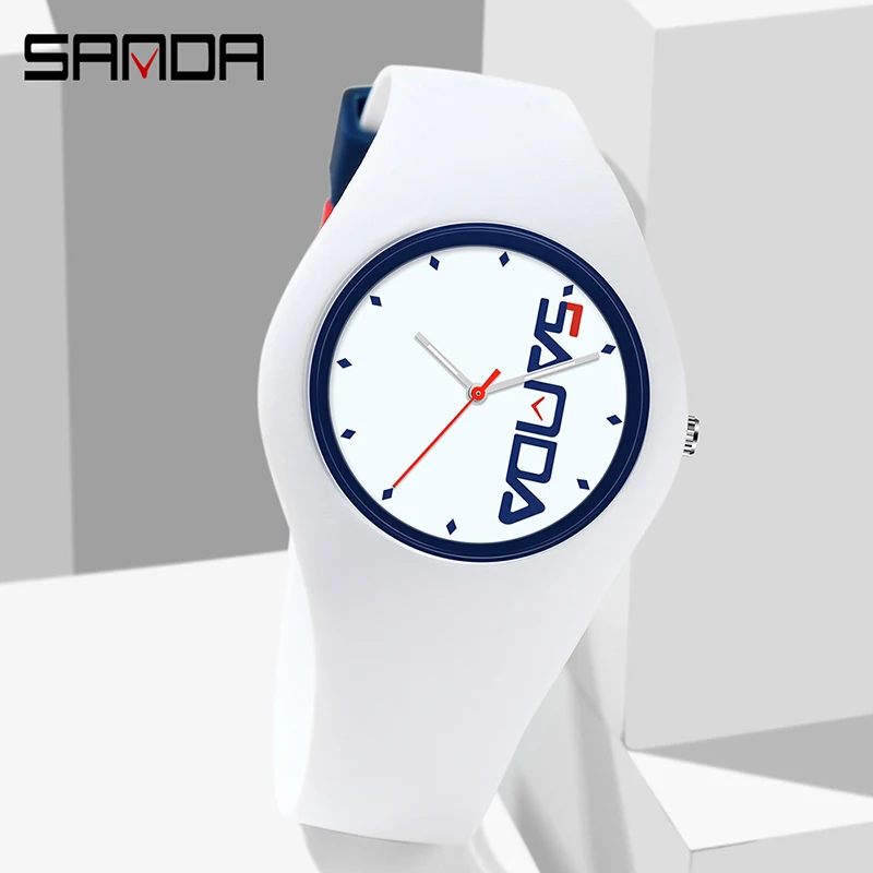 SANDA Casual Fashion Quartz Women Watch Trend Women Silicone Watch Waterproof 2023 New Womens Watches Gift Reloj Mujer 6076