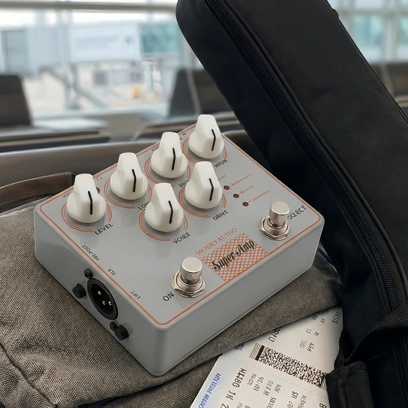 

Moskyaudio SUPER AMP 4-Box Simulation Pedal with DI Headphone AUX In Speaker Simulator LOW MID HIGH Control Guitar Bass Preamp